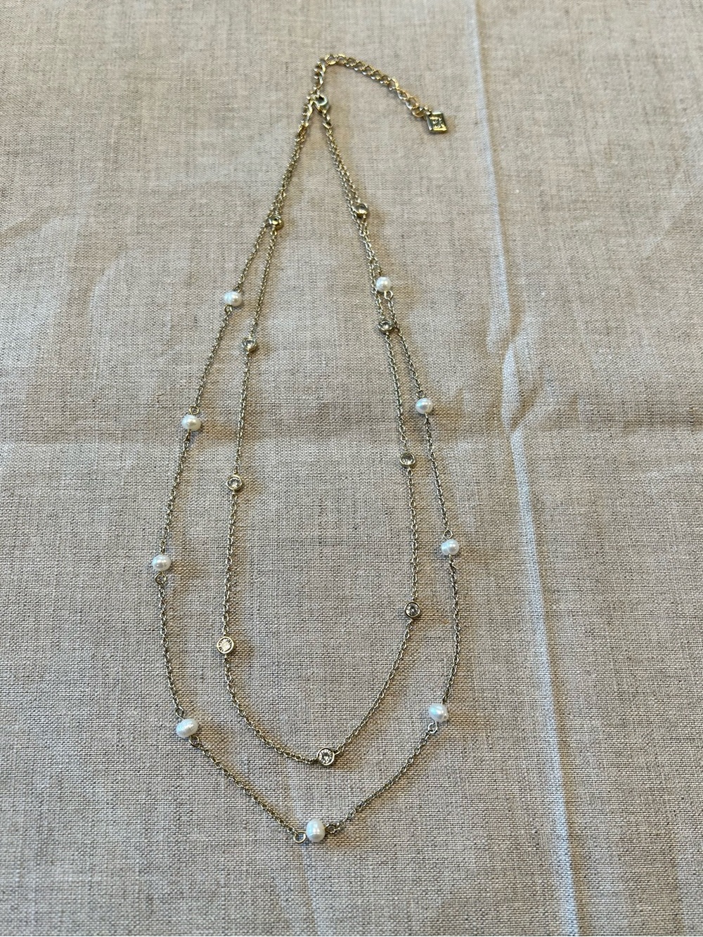 Banana Republic Gold-Tone Layered Pearl & Crystal Necklace